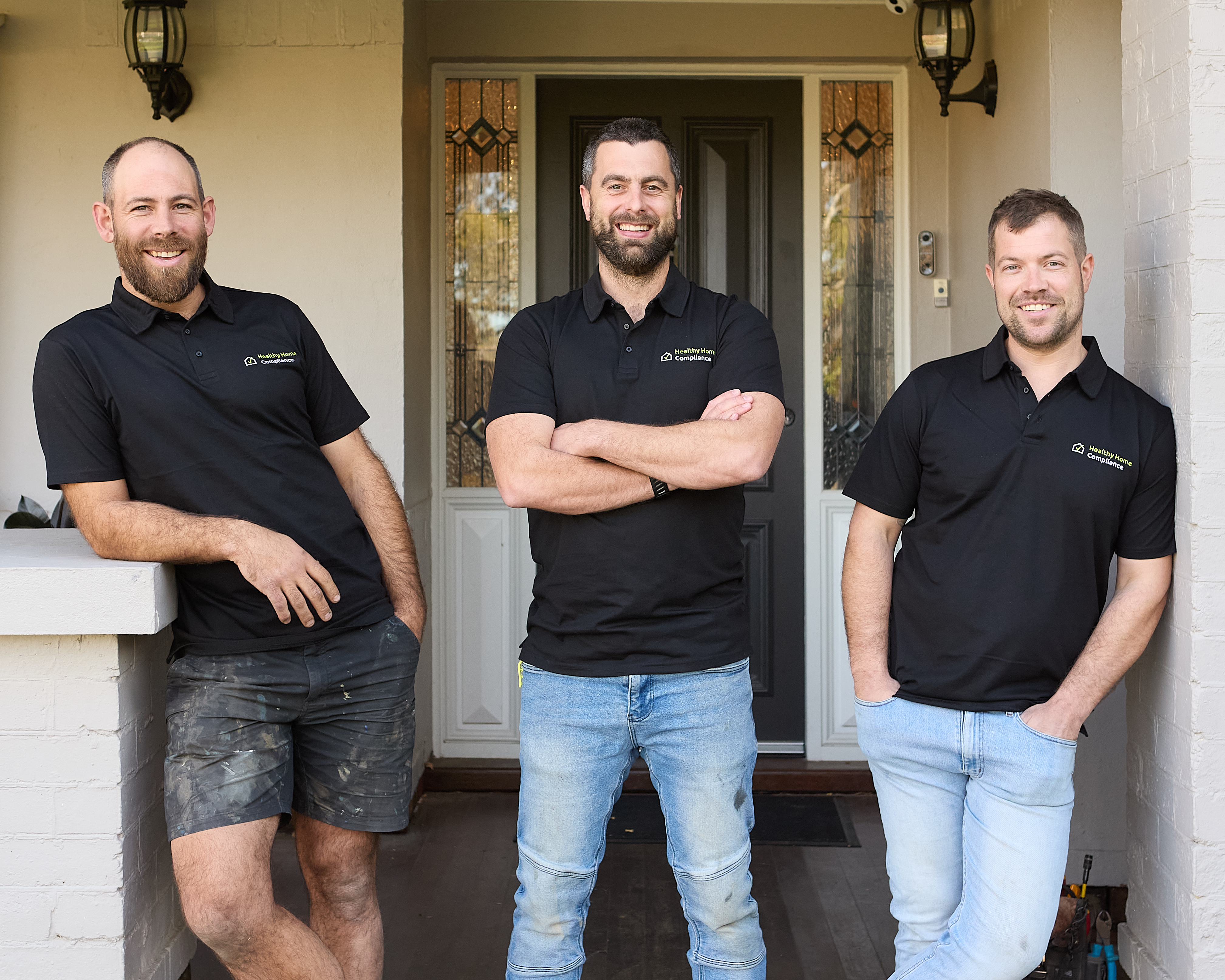 The Healthy Home Compliance team outside a Victorian home